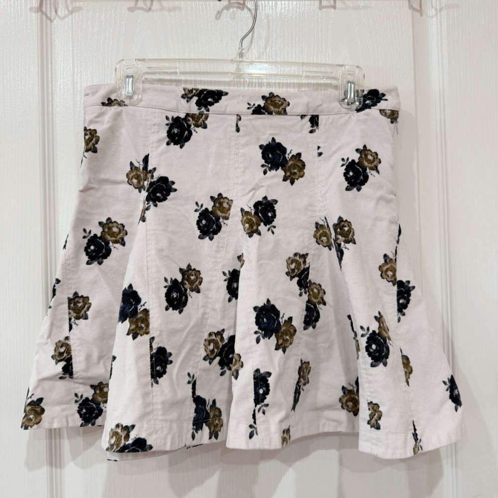 Free People Floral Corduroy Skater Mini Skirt